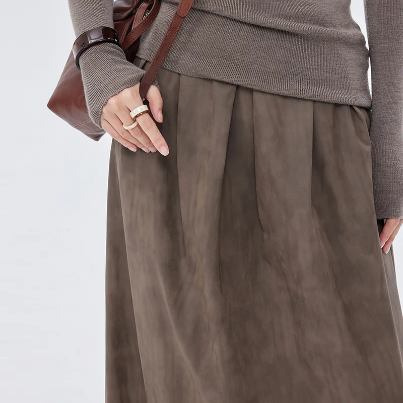 SOON FLOWER Leather Long Skirts Women's-5