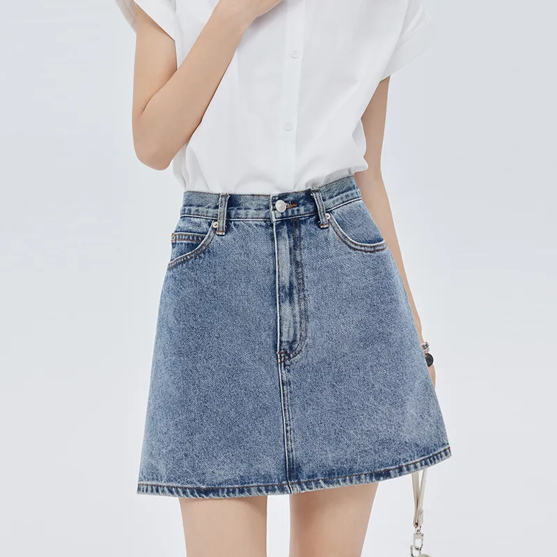 SOON FLOWER Denim Short Skirts Women's-2