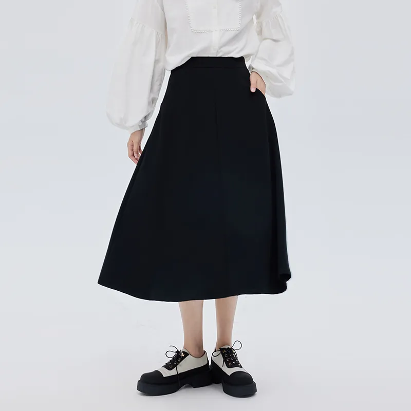 SOON FLOWER Casual Long Skirt Women's Black-4