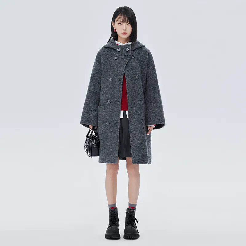 SOON FLOWER Coats Women's Dark Gray-2