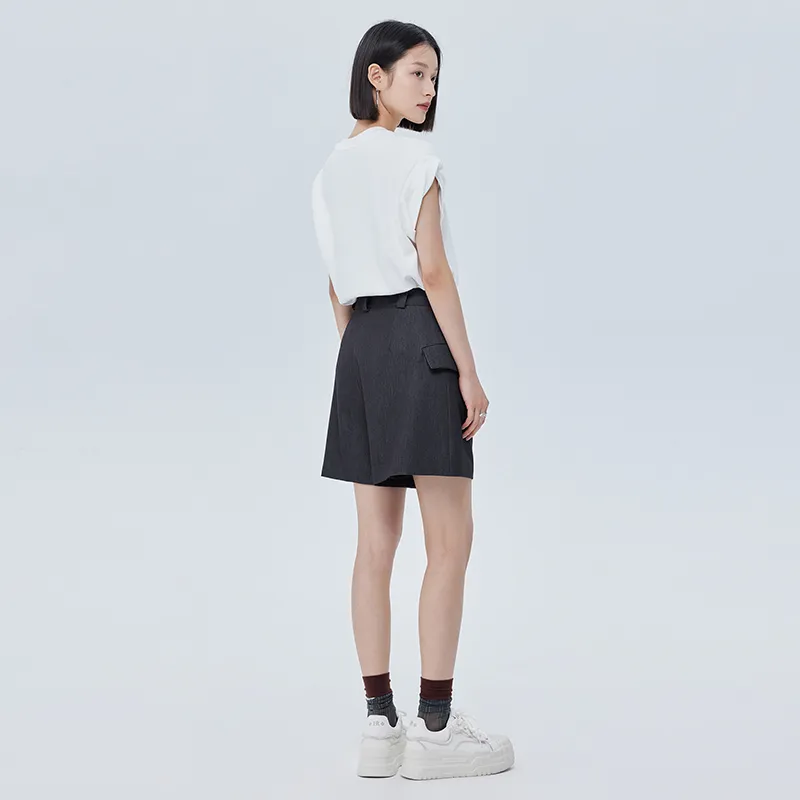 SOON FLOWER Casual Shorts Women's Black Gray-6
