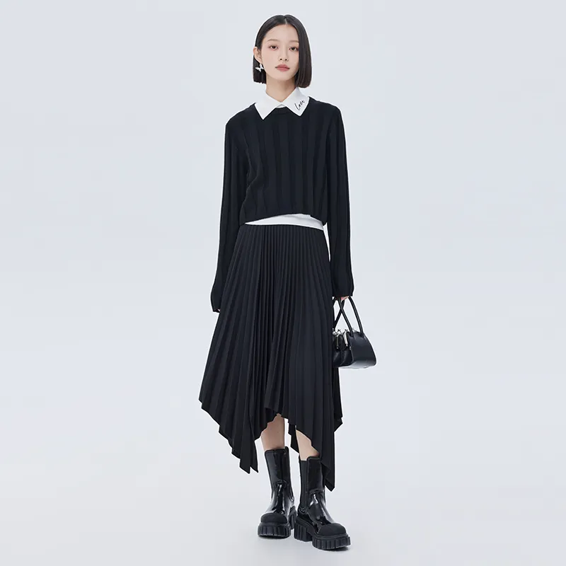 SOON FLOWER Casual Long Skirts Women's Black-5