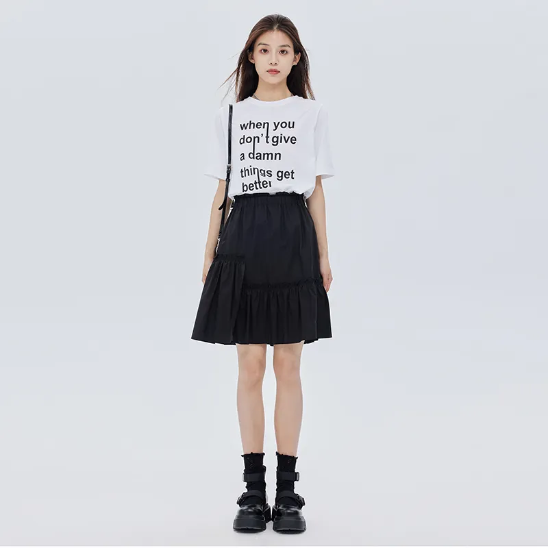 SOON FLOWER Summer Casual Short Skirts Women's Black-5