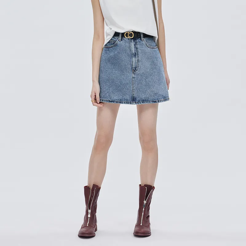 SOON FLOWER Denim Short Skirts Women's-3