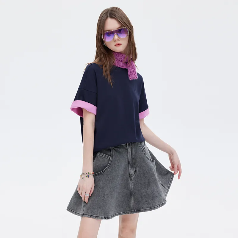SOON FLOWER T Shirt Women's Navy Blue-3