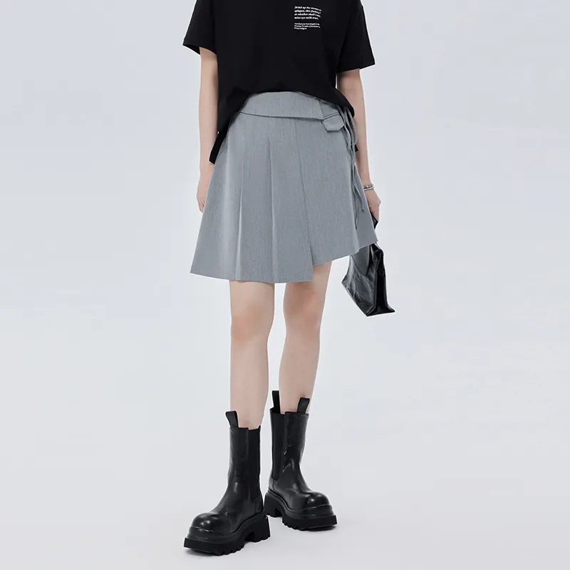 SOON FLOWER Casual Short Skirts Women's Gray-2
