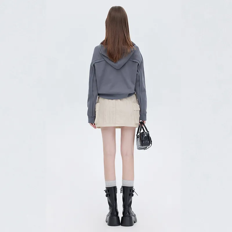 SOON FLOWER Casual Short Skirts Women's Light Sand-4