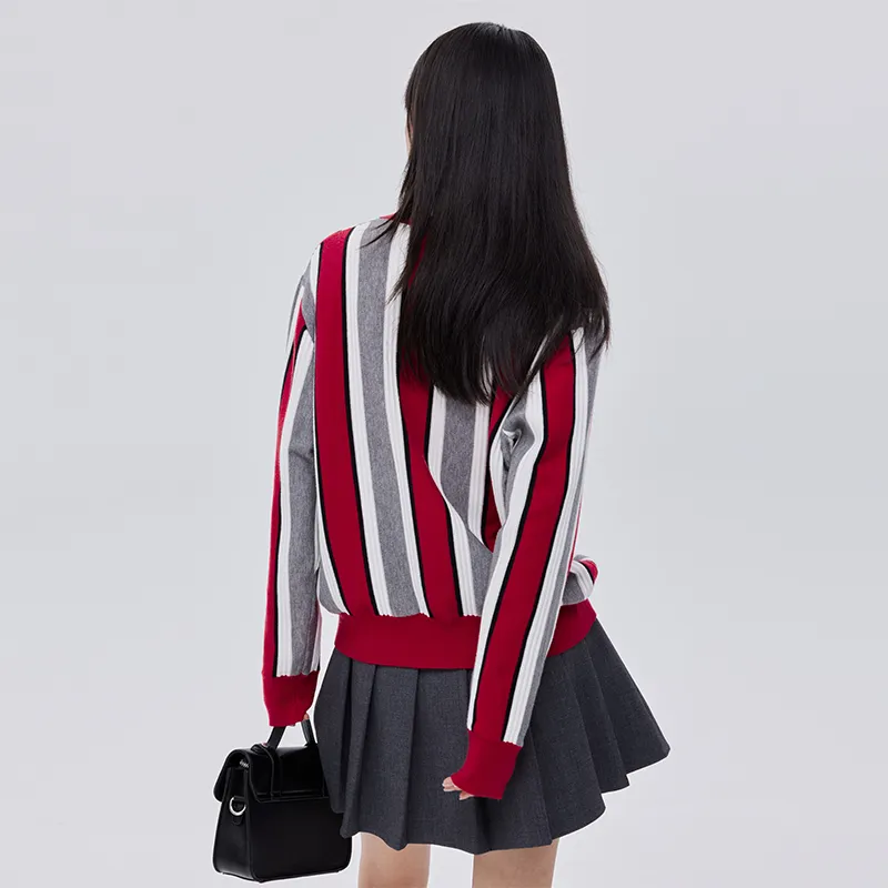 SOON FLOWER Knitwear Women's Red White Stripes-3