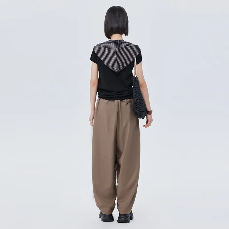 SOON FLOWER Casual Pants Women's Coffee Green-6