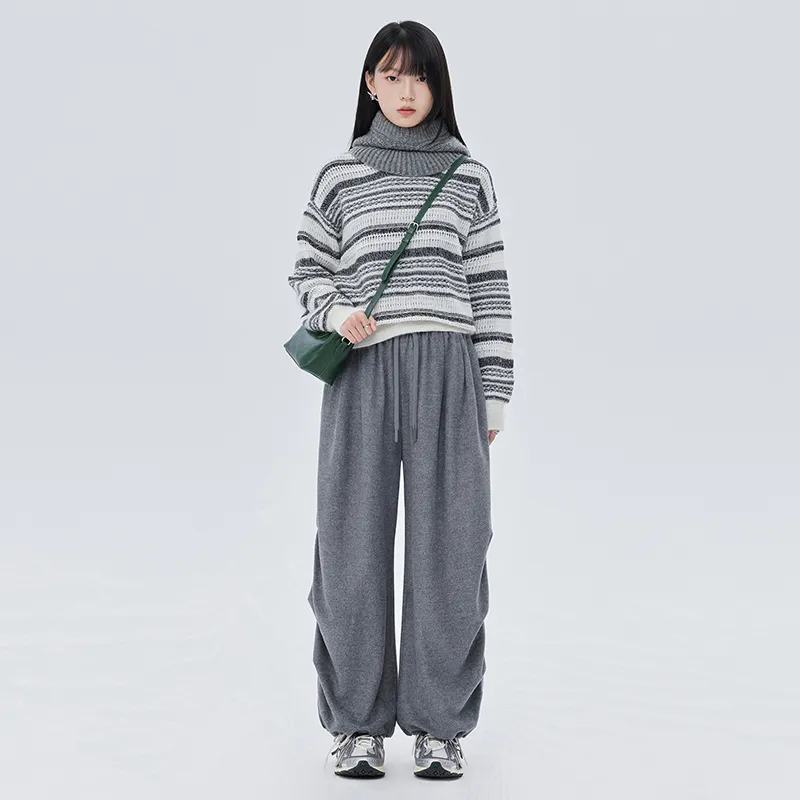 SOON FLOWER Casual Pants Women's Gray-3