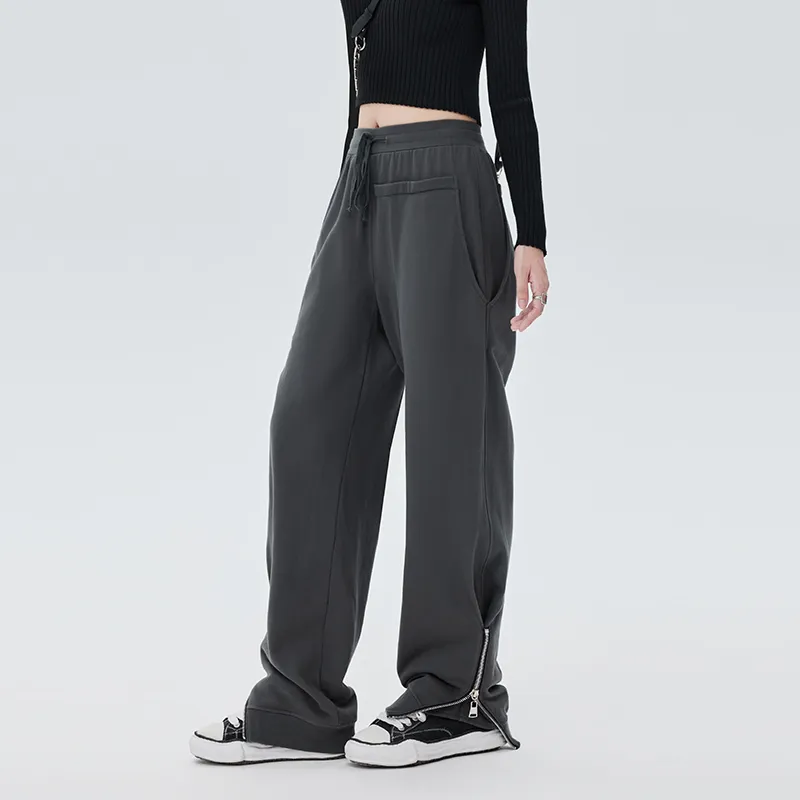 SOON FLOWER Casual Pants Women's Dark Gray-3