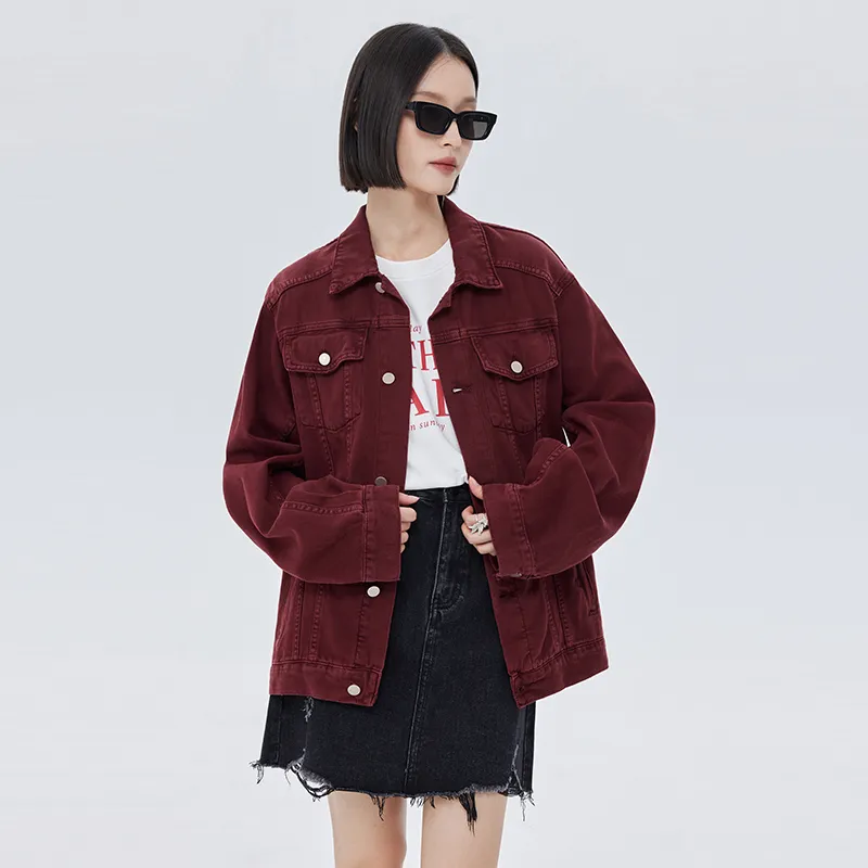 SOON FLOWER Denim Jacket Women's Ancora Red-4