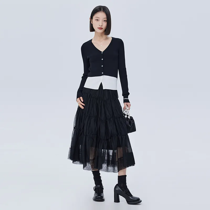 SOON FLOWER Casual Long Skirts Women's Black-3