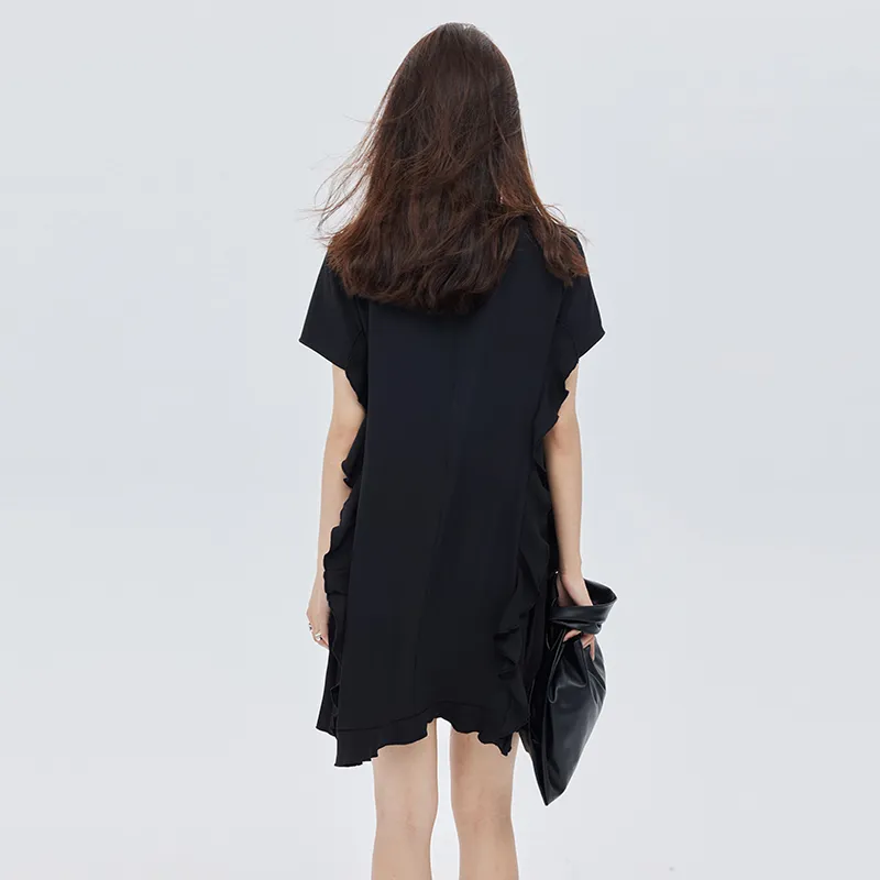 SOON FLOWER Short Sleeved Dresses Women's Black-2