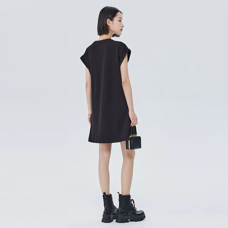 SOON FLOWER Short Sleeved Dress Women's Black-6