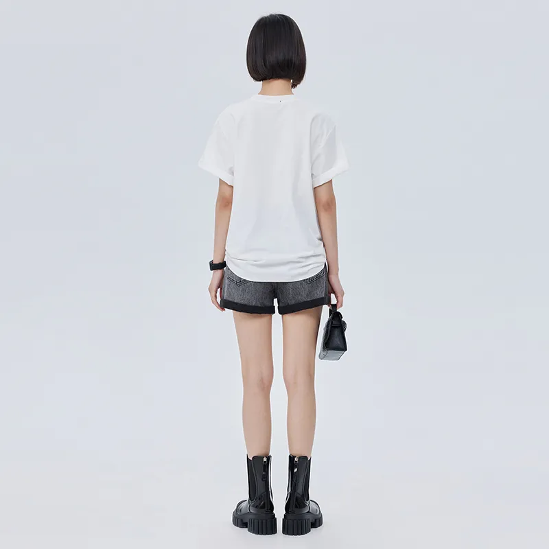 SOON FLOWER Drop Shoulder Sleeve T Shirt Women's White-2