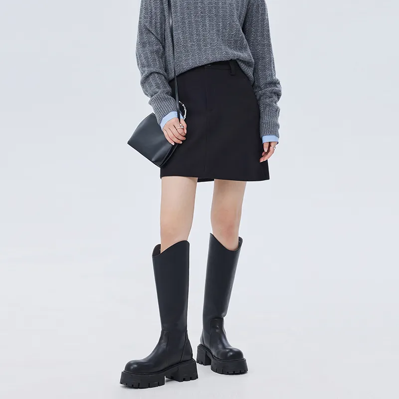 SOON FLOWER Casual Short Skirts Women's Black-4