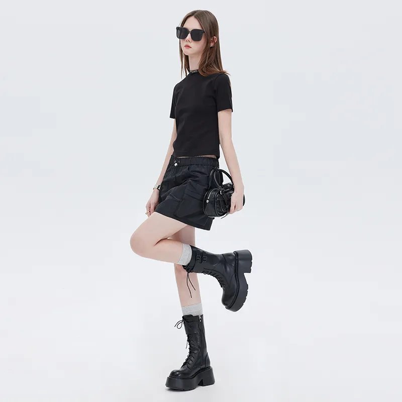 SOON FLOWER Crop Top Women's Black-6