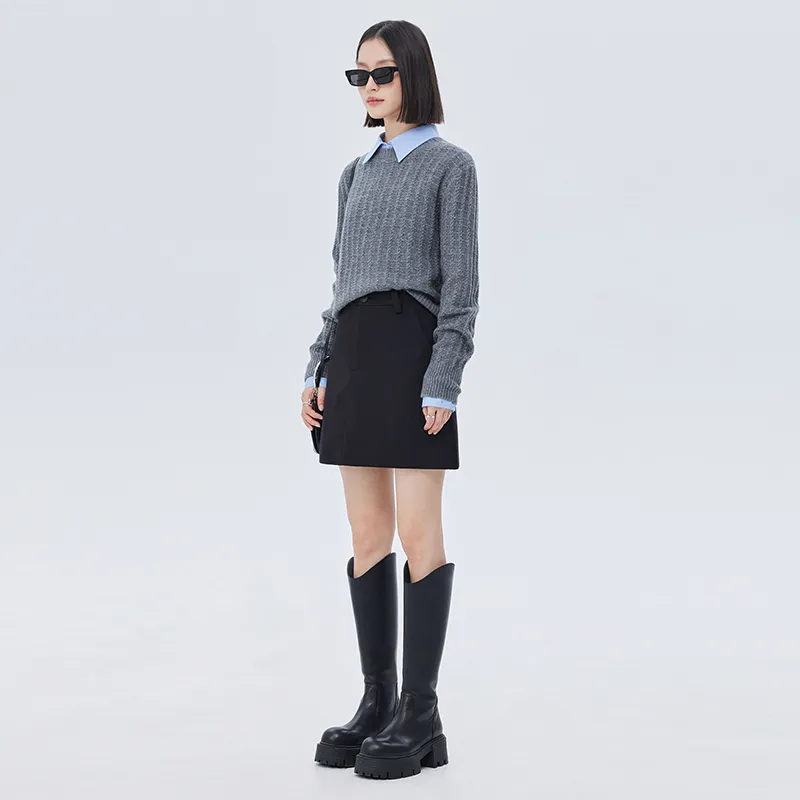 SOON FLOWER Casual Short Skirts Women's Black-5