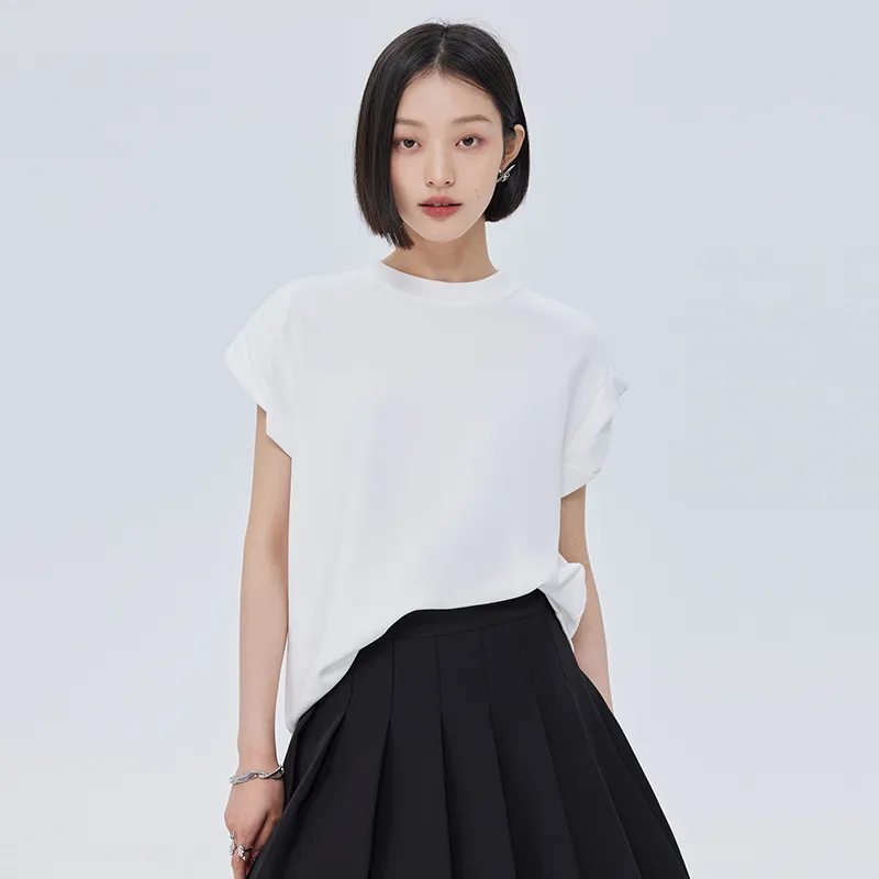 SOON FLOWER Summer Drop Shoulder Sleeve T Shirt Women's White-2