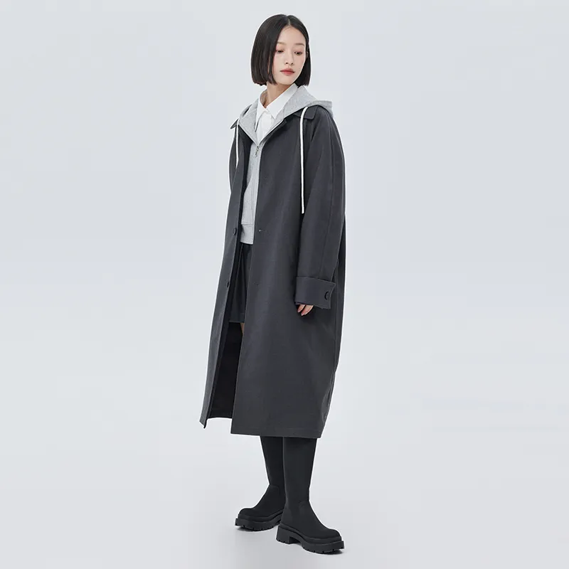 SOON FLOWER Trench Coat Women's Dark Gray-6