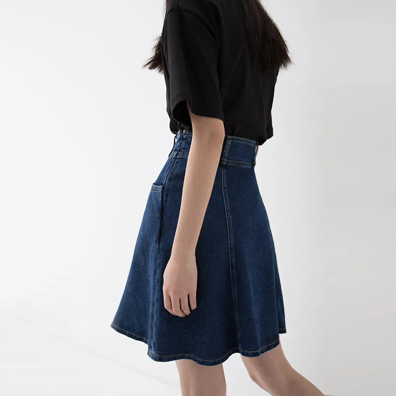 SOON FLOWER Denim Short Skirts Women's Blue-4