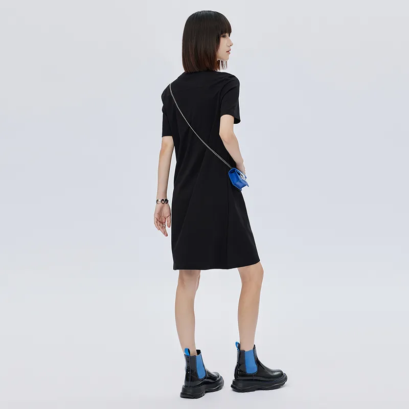 SOON FLOWER Short Sleeved Dress Women's Black-5