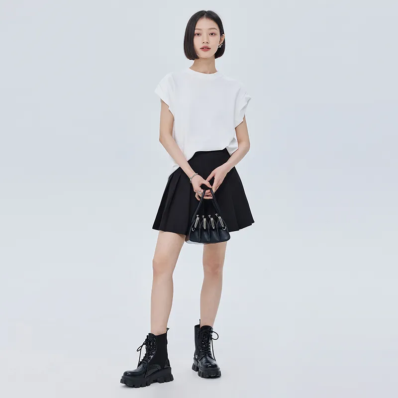 SOON FLOWER Summer Drop Shoulder Sleeve T Shirt Women's White-3