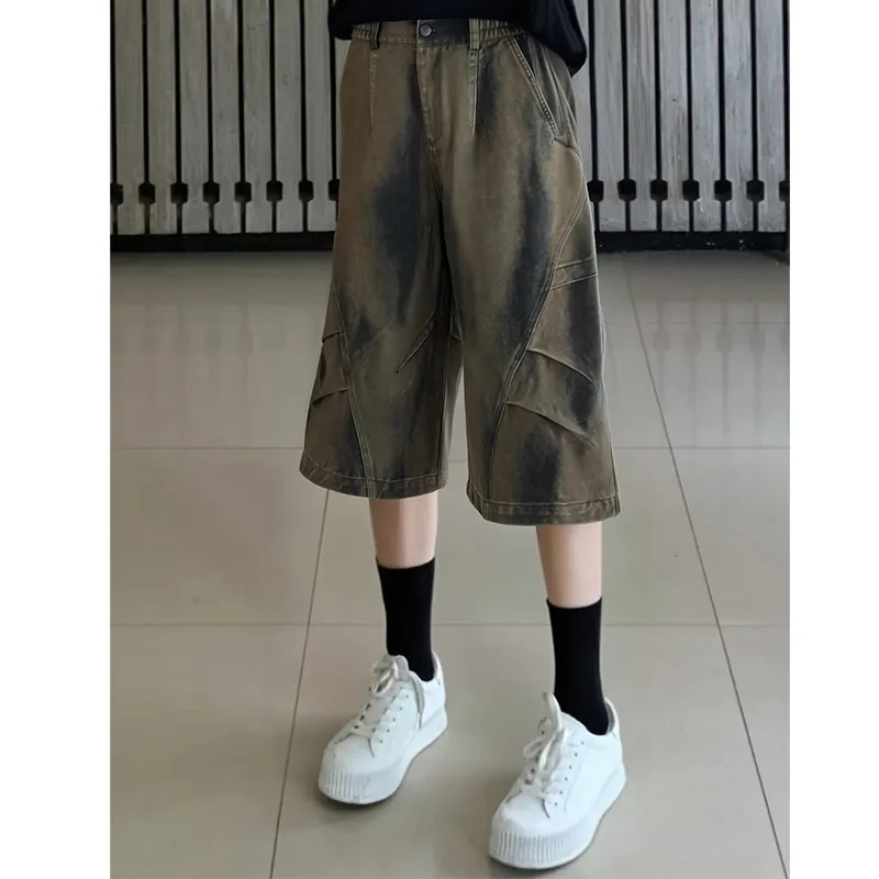 BEAR UNION Denim Shorts Unisex Coffee-3