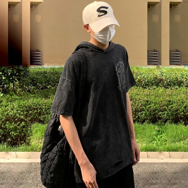BEAR UNION Drop Shoulder Sleeve T Shirt Unisex Black-5
