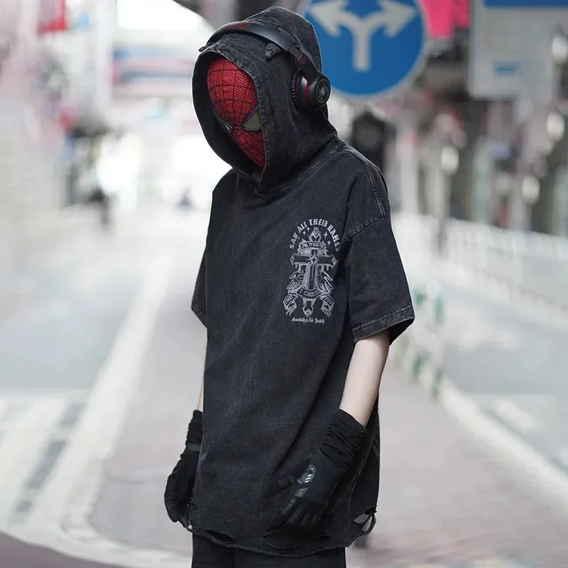 BEAR UNION Drop Shoulder Sleeve T Shirt Unisex Black-4