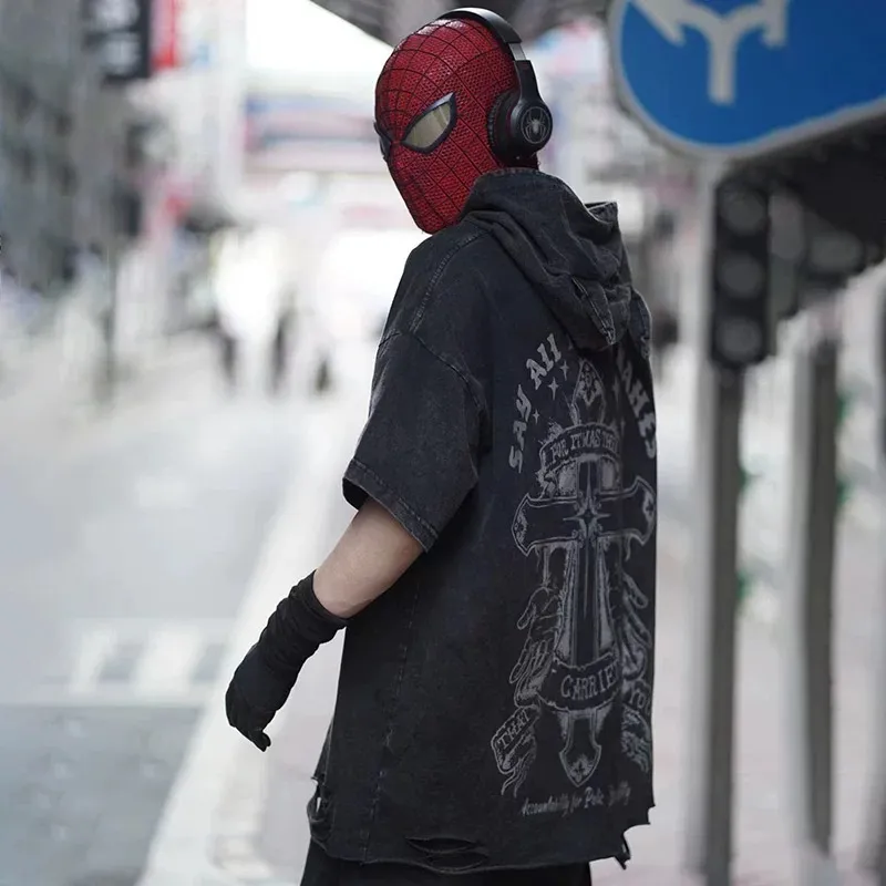 BEAR UNION Drop Shoulder Sleeve T Shirt Unisex Black-3