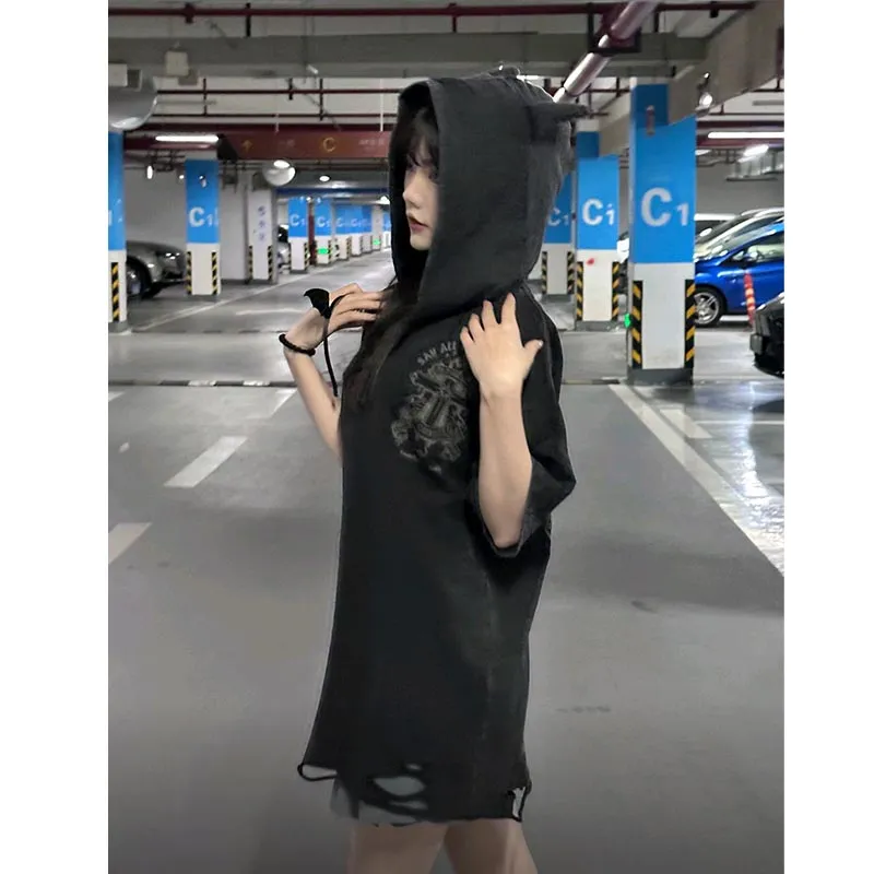 BEAR UNION Drop Shoulder Sleeve T Shirt Unisex Black-4