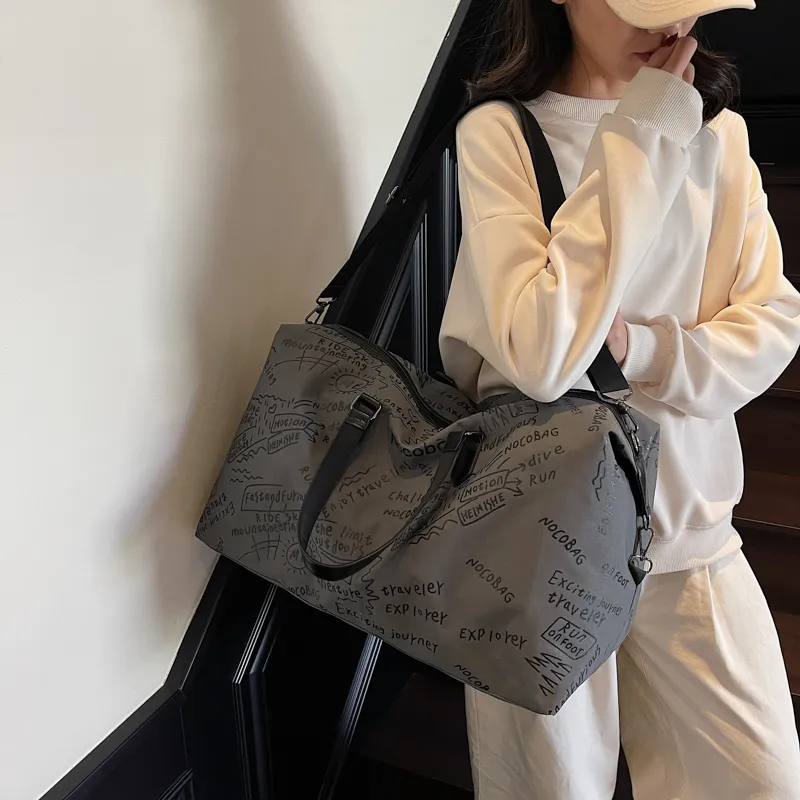 GOBLIN SHARKS 1759 Fabric Backpack Portable Crossbody Gym Bag Large Size Unisex Black/Green/Gray-17