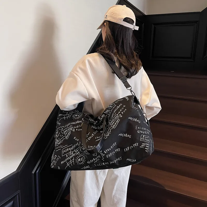 GOBLIN SHARKS 1759 Fabric Backpack Portable Crossbody Gym Bag Large Size Unisex Black/Green/Gray-2