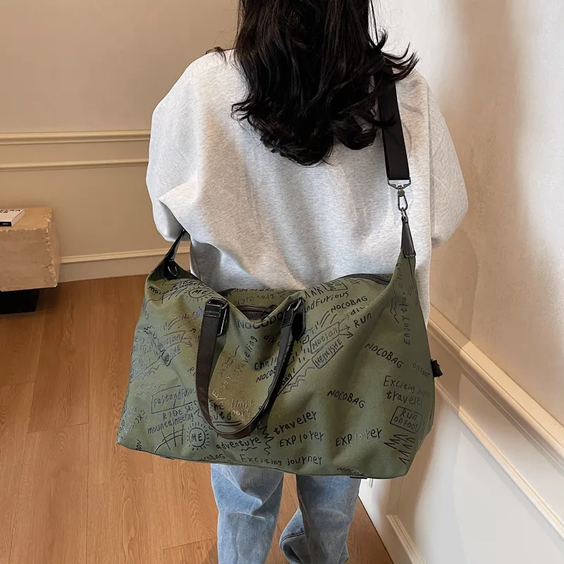 GOBLIN SHARKS 1759 Fabric Backpack Portable Crossbody Gym Bag Large Size Unisex Black/Green/Gray-11
