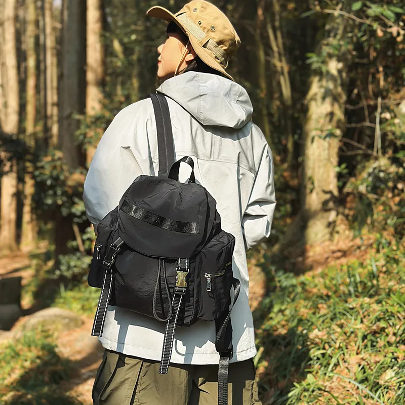 GOBLIN SHARKS 1759 Nylon Backpack Regular Unisex Coffee/Black/Gray/Orange Red/Army Green-10