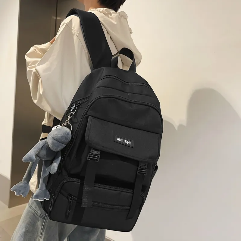 GOBLIN SHARKS 1759 Nylon Backpack Regular Unisex White & Black/Pure Black/White With Gray/White With Brown-5