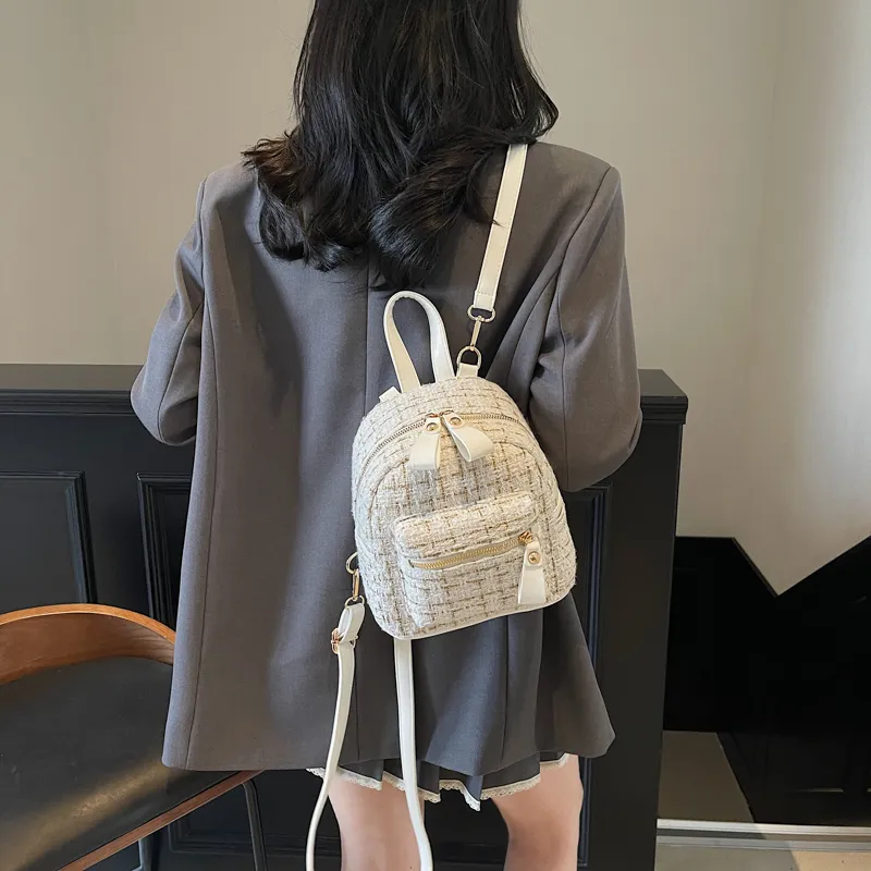 GOBLIN SHARKS 1759 Fabric Backpack Regular Women's Ecru/Black-4