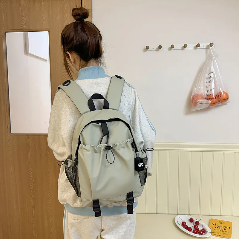 GOBLIN SHARKS 1759 Laminated Oxford Cloth Backpack Large Size Unisex Orange/Khaki/Black/Gray/Pea Green-50