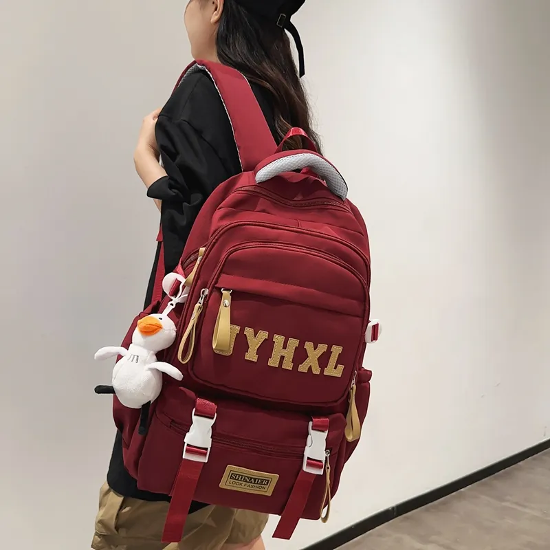 GOBLIN SHARKS 1759 Nylon Backpack Large Size Unisex Black/White/Red/Green/Khaki-16