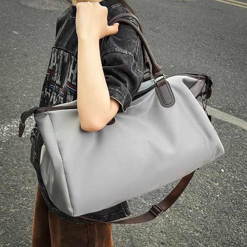 GOBLIN SHARKS 1759 Nylon Spell PU Travel Bag 40L Unisex Black/Khaki/Gray-18