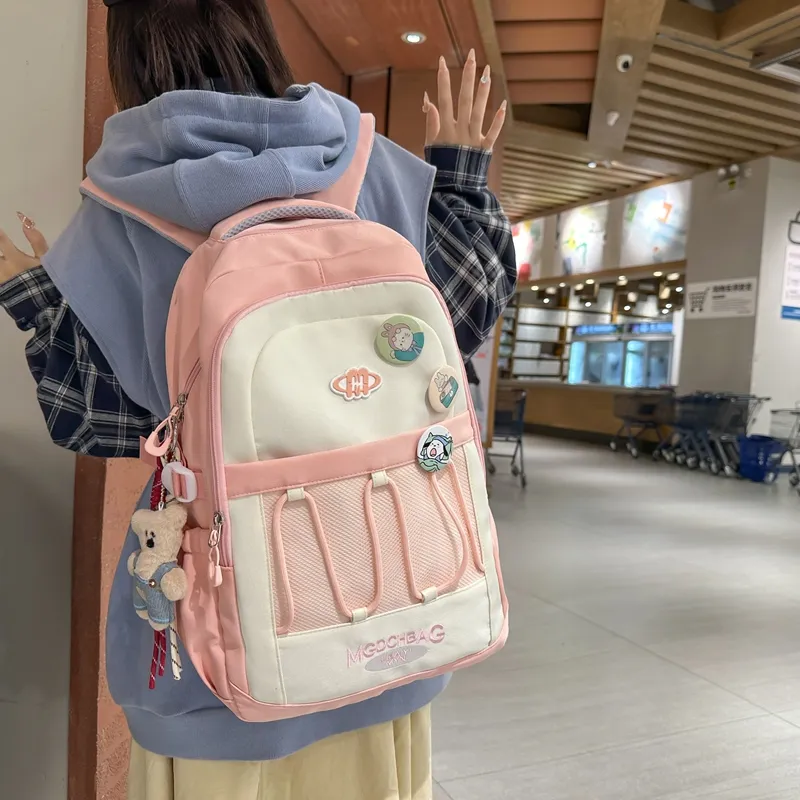 GOBLIN SHARKS 1759 Nylon Backpack Unisex Black Pink/Red/Khaki-7