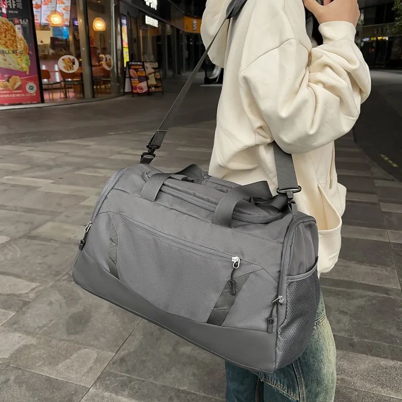 GOBLIN SHARKS 1759 Nylon Gym Bag Large Size Unisex Black/Gray-5