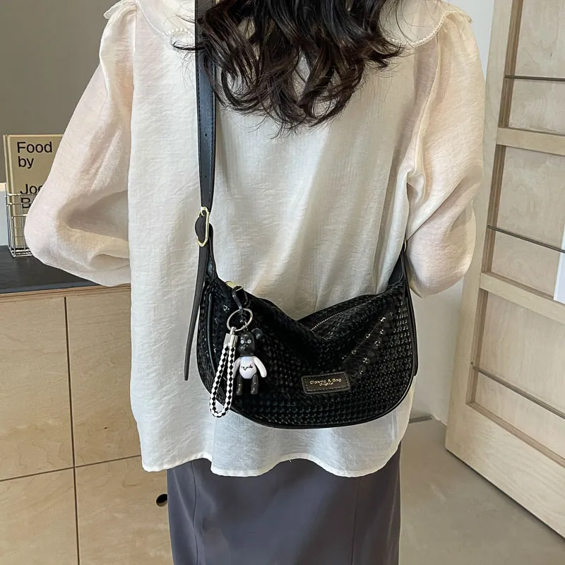GOBLIN SHARKS 1759 PU Shoulder Bag Unisex Ecru/Black/Silver-9