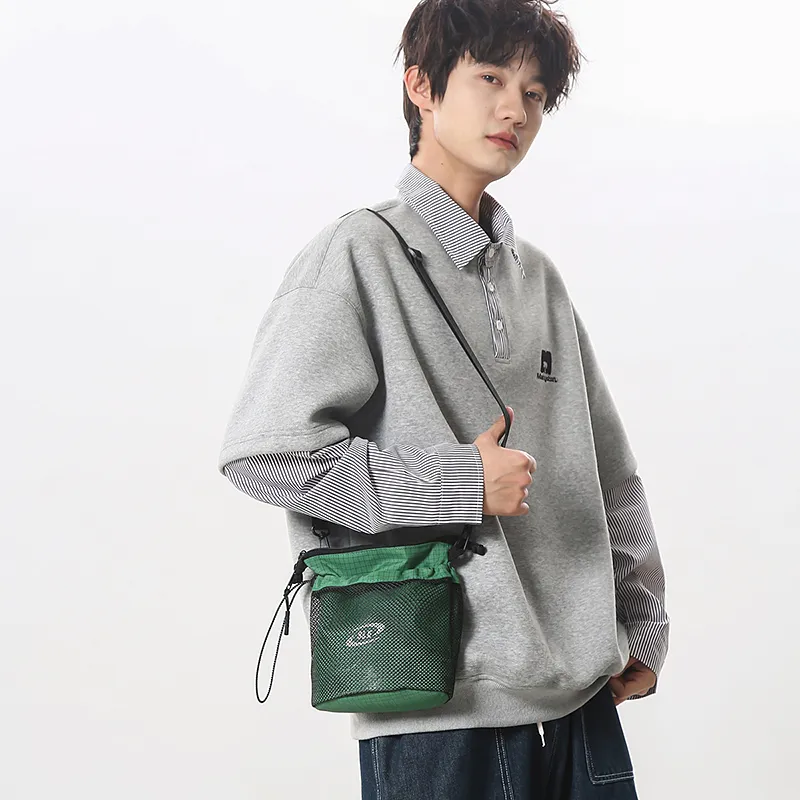 GOBLIN SHARKS 1759 Nylon Backpack, Crossbody Bag Regular Unisex Black/Khaki/Green/Red/Yellow-15