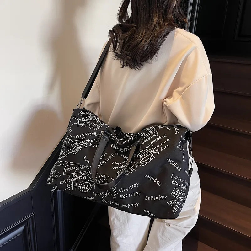 GOBLIN SHARKS 1759 Fabric Backpack Portable Crossbody Gym Bag Large Size Unisex Black/Green/Gray-1