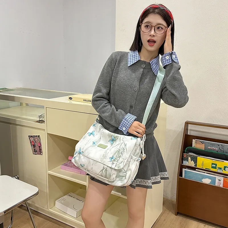 GOBLIN SHARKS 1759 Corduroy Messenger Bag Shoulder Bag Women's Gray Pink/Yellow Blue/Khaki/Green-27