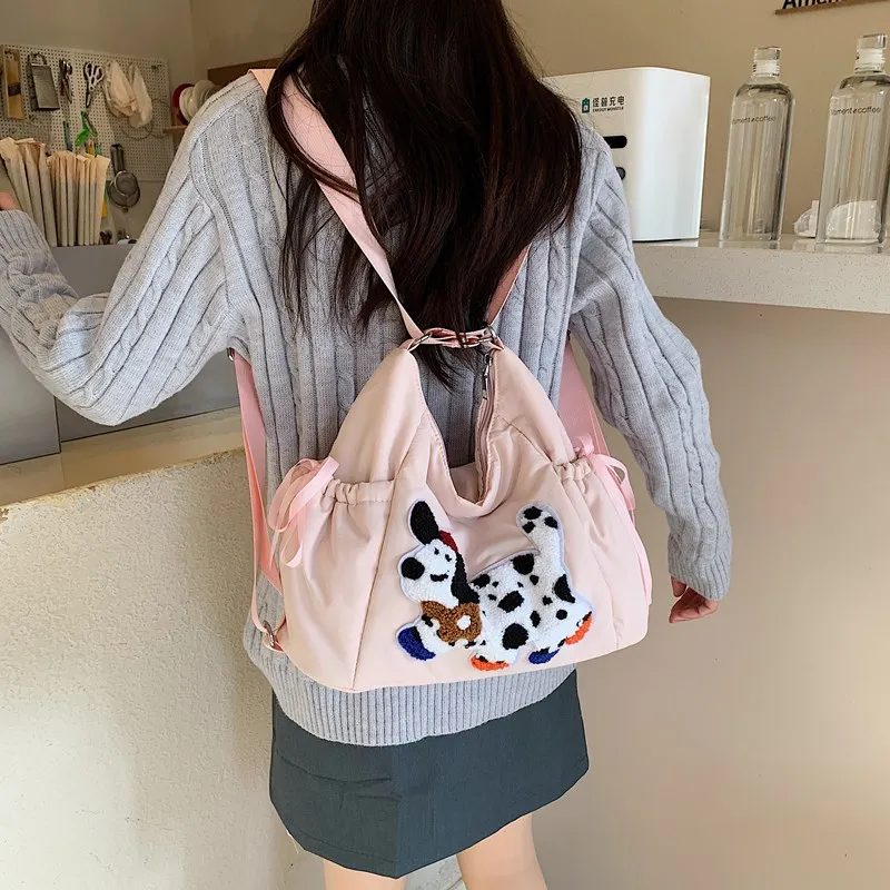 GOBLIN SHARKS 1759 Nylon Shoulder Bag Medium Size Unisex White/Pink/Red/Blue/Black-6
