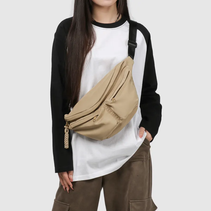GOBLIN SHARKS 1759 Nylon Fanny Pack Regular Unisex Ecru/Black/Khaki-15
